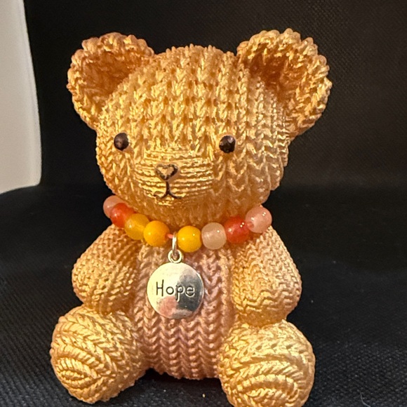 Unique Resin,Handcrafted Tan Teddy Bear with Hope Charm - Picture 6 of 7